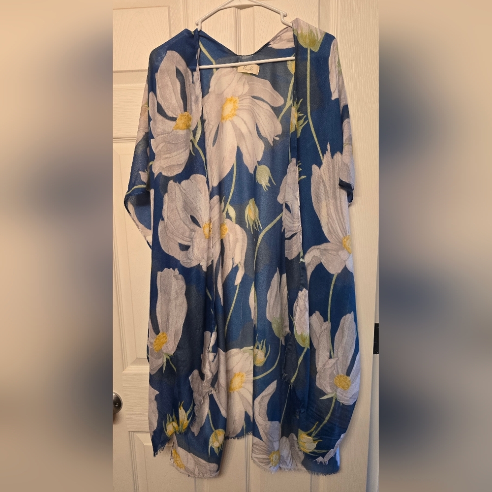 Floral Blue Kimono Cardigan